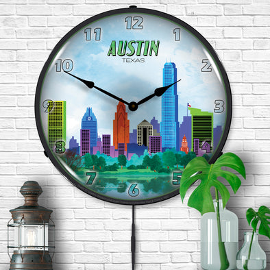 Austin City Skyline LED Clock