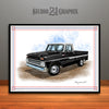 1960's Chevrolet C10 Pickup Truck Art Print Black