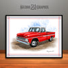 1960's Chevrolet C10 Pickup Truck Art Print Red
