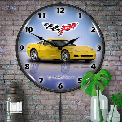 C6 Corvette Velocity Yellow LED Clock