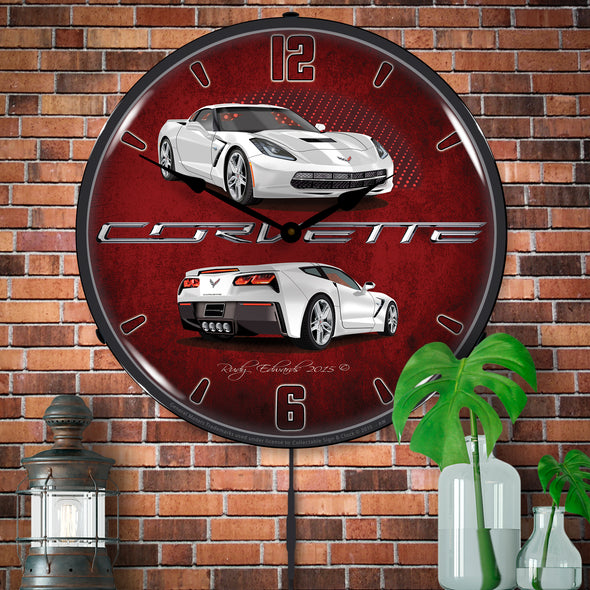C7 Corvette Arctic White LED Clock