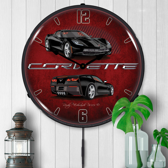 C7 Corvette Black LED Clock