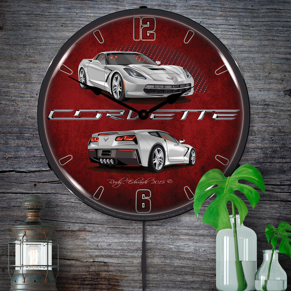 C7 Corvette Blade Silver LED Clock