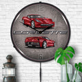 C7 Corvette Crystal Red LED Clock