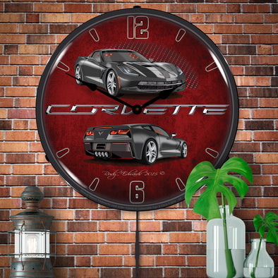 C7 Corvette Cyber Grey LED Clock