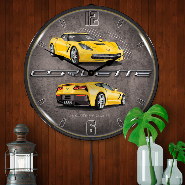 C7 Corvette Velocity Yellow LED Clock
