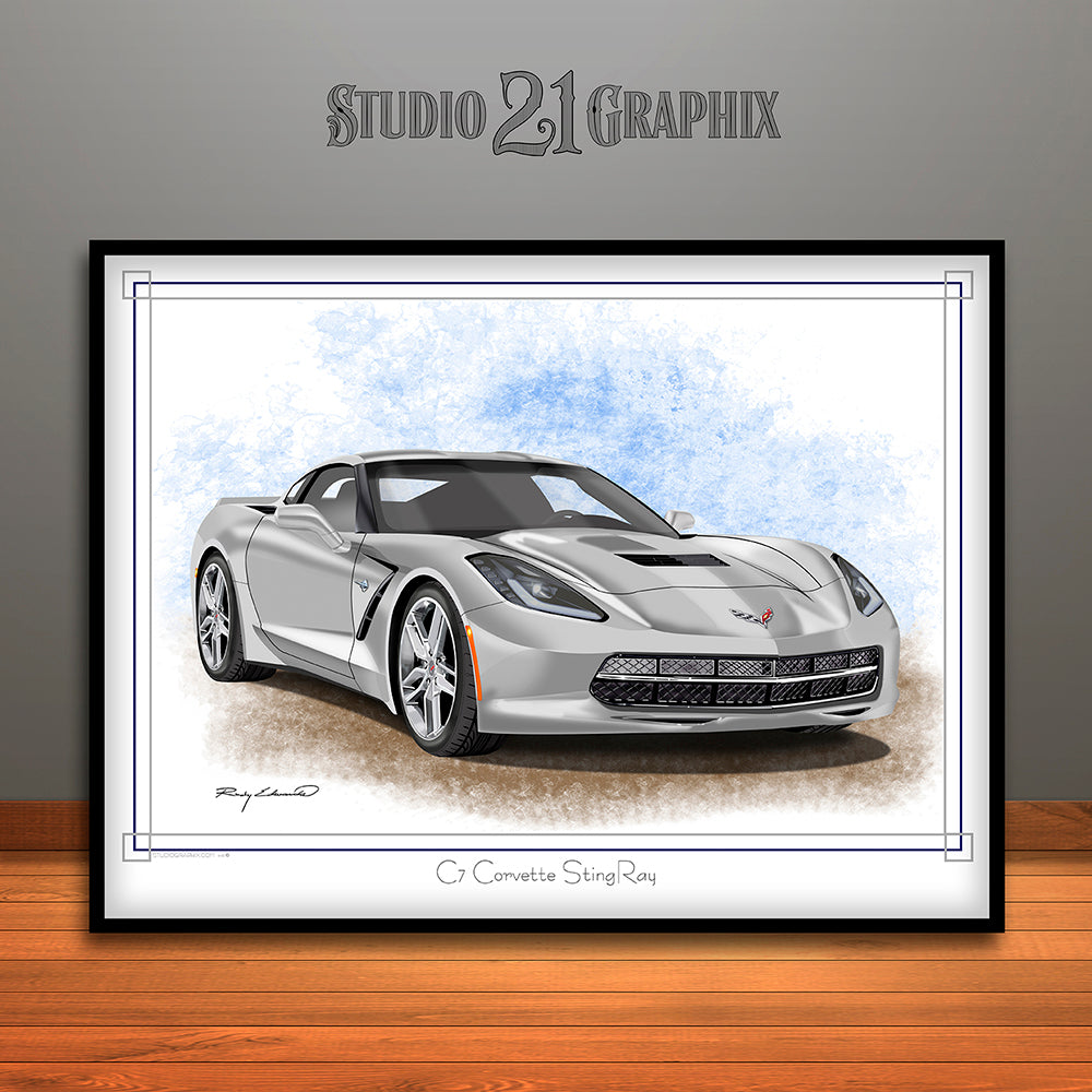 激安の C7 Chevrolet Corvette Muscle Car Art Print - 18 アート・デザイン・音楽