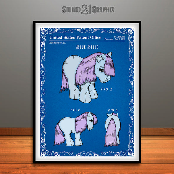 My Little Pony, Blue Belle, Colorized Patent Print Blueprint