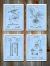 Vintage Dentist's Patent Prints Set Of 4 Light Blue