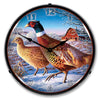 Frosty Morning Ringnecks Pheasants Wildlife LED Clock