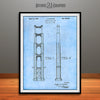 1932 San Francisco Golden Gate Bridge Patent Print Light Blue