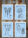 Lacrosse Set of 4 Patent Prints Light Blue