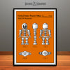 1996 Toy Skeleton Figure Colorized Patent Print Orange