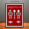1996 Toy Skeleton Figure Colorized Patent Print Red
