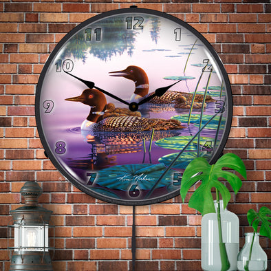 Northern Splendor Loons Wildlife LED Clock