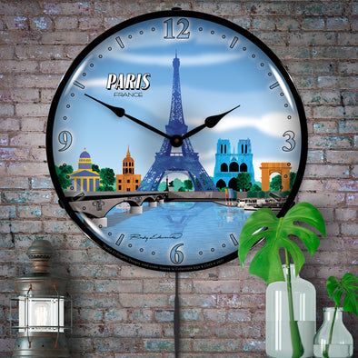 Paris City Skyline LED Clock