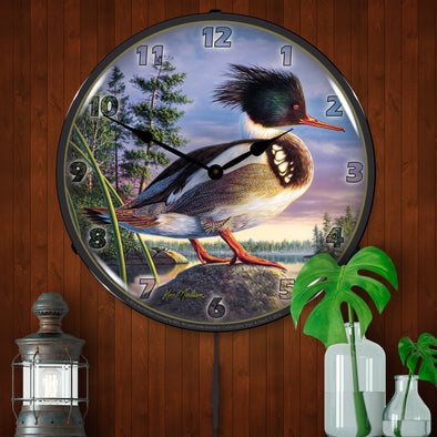Red Breasted Mergan Wildlife LED Clock