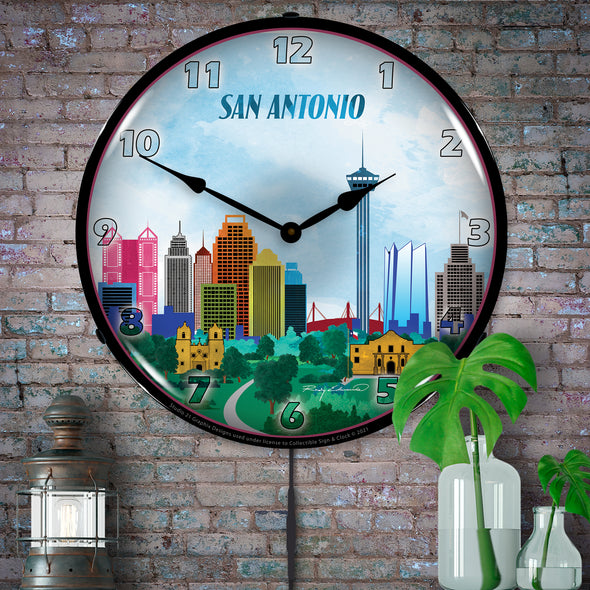 San Antonio City Skyline LED Clock