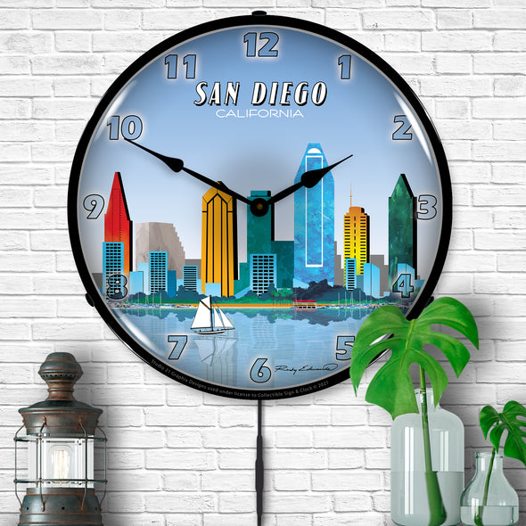 San Diego City Skyline LED Clock