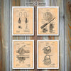 Fishing Set Of 4 Patent Prints Antique Paper