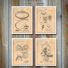 Football Set of 4 Patent Prints Antique Paper