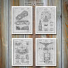 Amusement Ride Set of 4 Patent Prints Gray