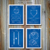 Baseball Set Of 4 Patent Prints Blueprint