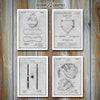 Baseball Set Of 4 Patent Prints Gray