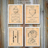 Baseball Set of 4 Patent Prints Antique Paper