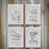 Basketball Set Of 4 Patent Prints Gray
