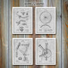 Bicycle Set of 4 Patent Prints Gray