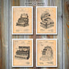 Cash Register Set of 4 Patent Prints Antique Paper