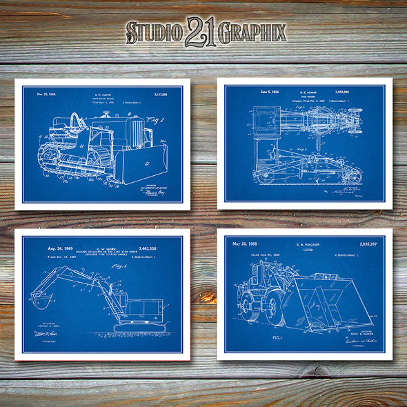 Construction Set of 4 Patent Prints Blueprint