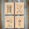 Golf Set of 4 Patent Prints Antique Paper
