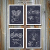 Harley Davidson Set of 4 Patent Prints Blackboard