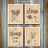 Harley Davidson Set of 4 Patent Prints Antique Paper