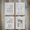 Ice Hockey Set of 4 Patent Prints Gray