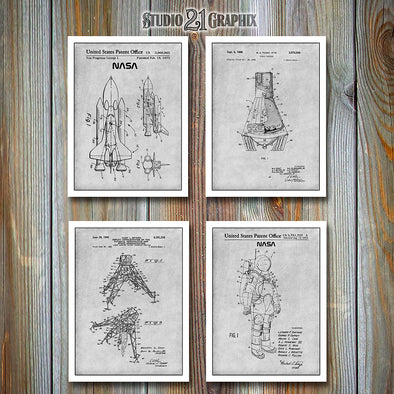 NASA Set of 4 Patent Prints Gray