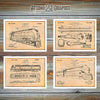 Railroad Set Of 4 Patent Prints Antique Paper