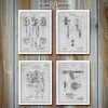 Tattoo Set of 4 Patent Prints Gray
