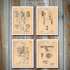 Tattoo Set of 4 Patent Prints Antique Paper