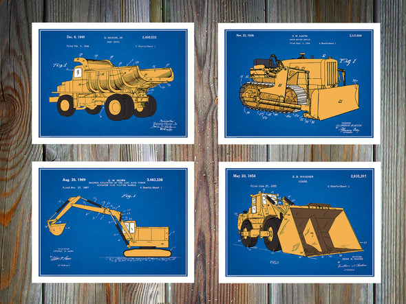 Construction Set of 4 Colorized Patent Prints Blueprint