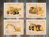 Construction Set of 4 Colorized Patent Prints Antique Paper
