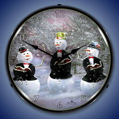 Snowman Caroling LED Clock