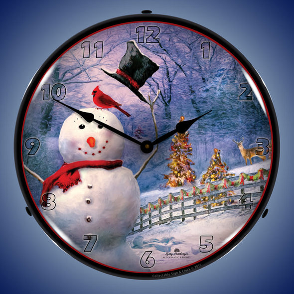 Snowman Greetings LED Clock