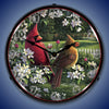 Spring Cardinals Wildlife LED Clock