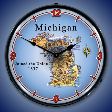 State of Michigan LED Clock