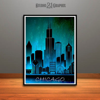 Chicago Skyline Watercolor Art Print