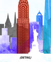 detailed view of New York City Skyline Watercolor Art Print