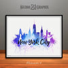 New York City Watercolor Skyline Style 6